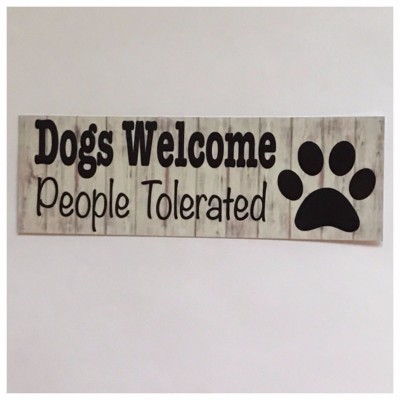 Dogs Welcome Dog Pet Guests Sign Paws Wall Plaque or Hanging House Paw Rustic   292071995515